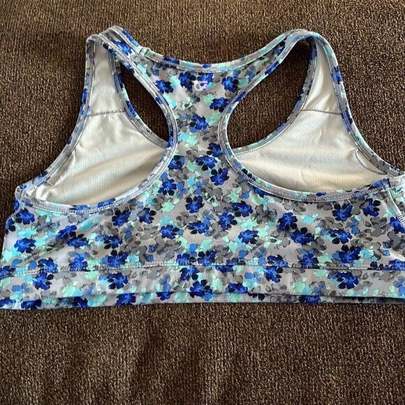 GapFit Pullover Blue and Gray Floral Pull-Over Sports Bra- Large - Picture 7 of 9